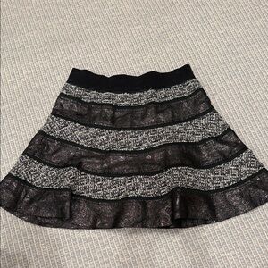 Tory Burch Metallic Black and Gray Mini Skirt
